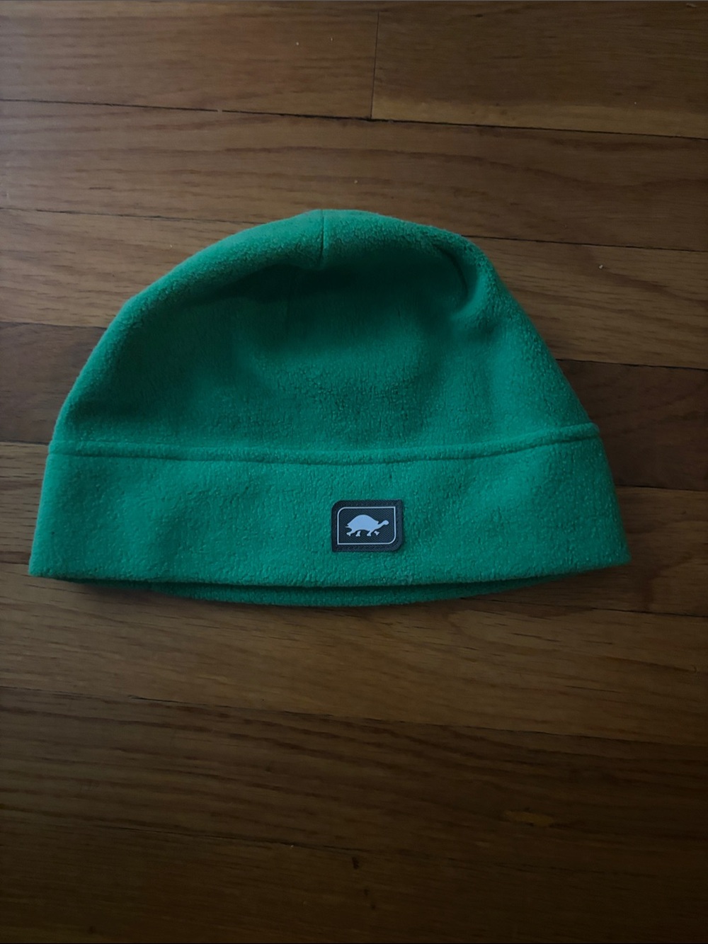 Turtle Fur Green Kids Fleece Beanie with Turtle Patch